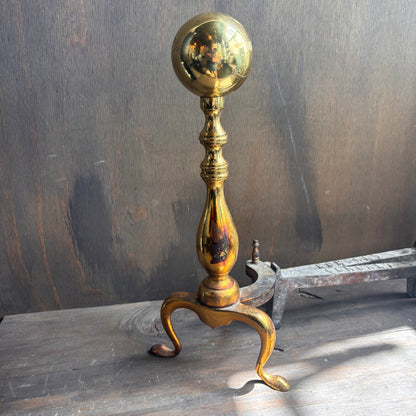 Brass and Cast Iron Coronet Fireplace Andirons (set of 2)