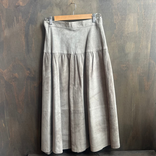 Evan Davies Grey Leather Skirt