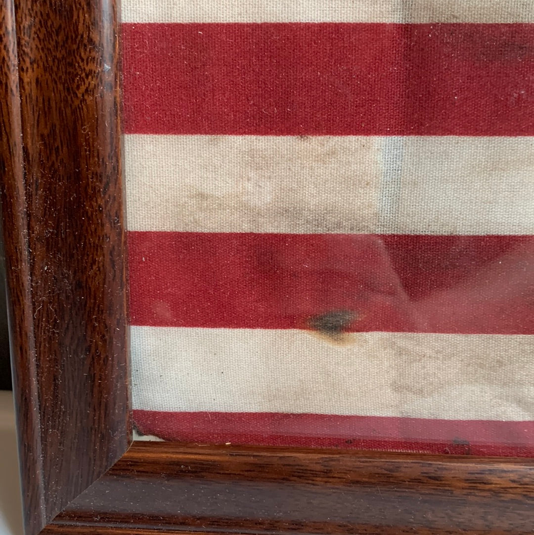 Framed aged American Flag