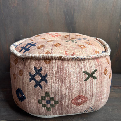 Beige Embroidered Ottoman