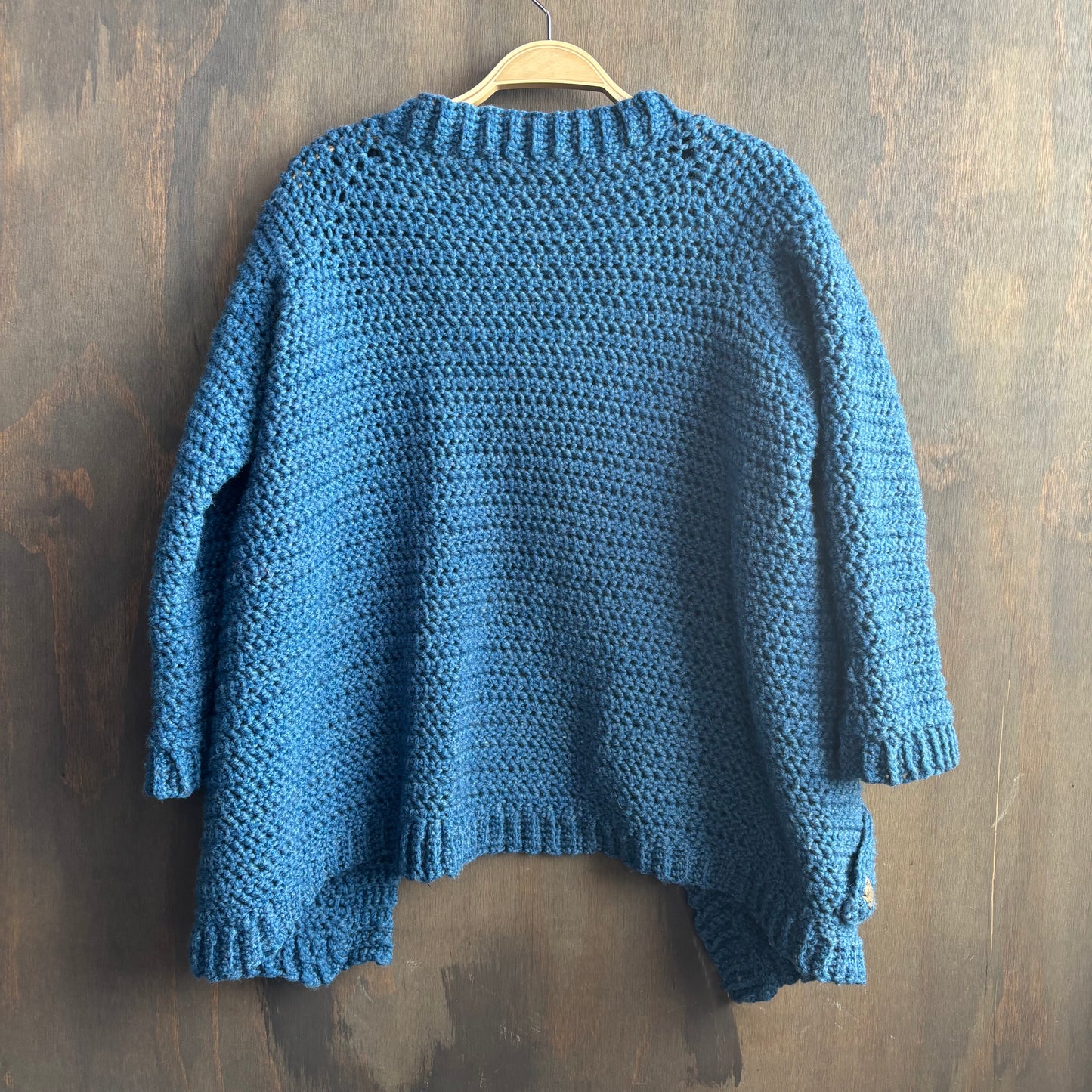 Handmade Blue Chunky Knit Cardigan