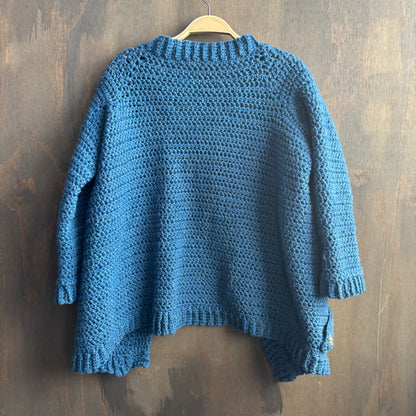 Handmade Blue Chunky Knit Cardigan