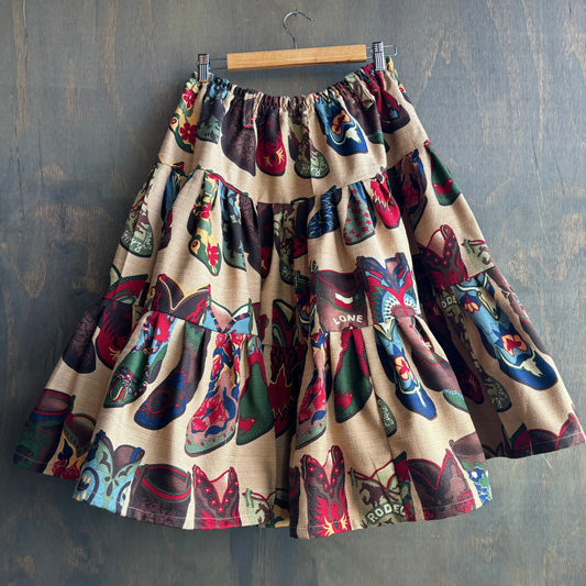 Custom Made Cowboy Boot Midi Skirt