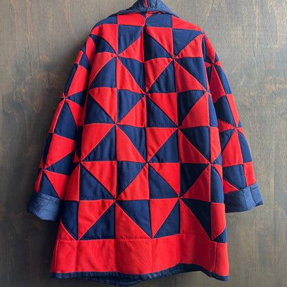 Vintage Red and Navy Quilt Jacket