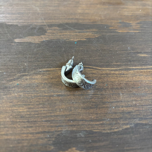 Etched Silver Hoop Earrings