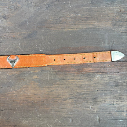 Tan Leather Belt with Animal Studs