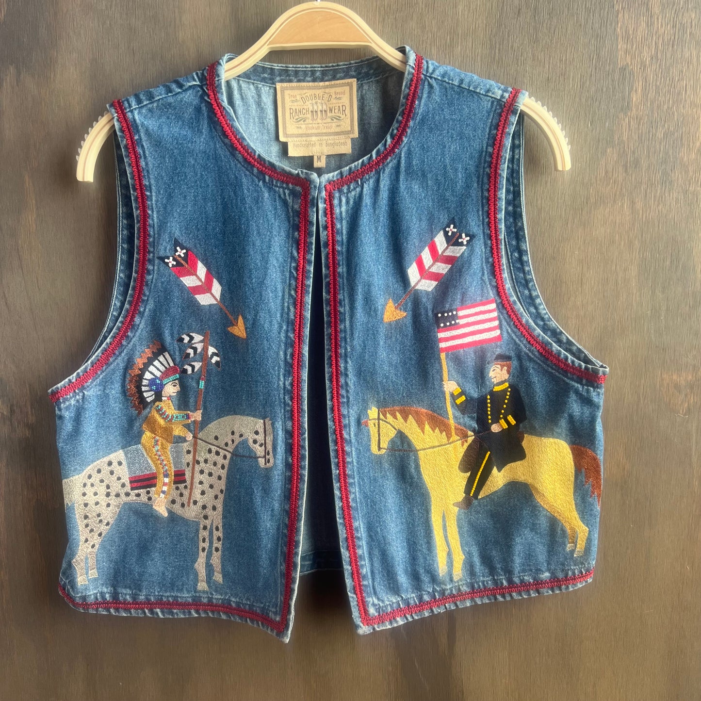 Double D Ranch Wear Denim Vest with Stitched Designs