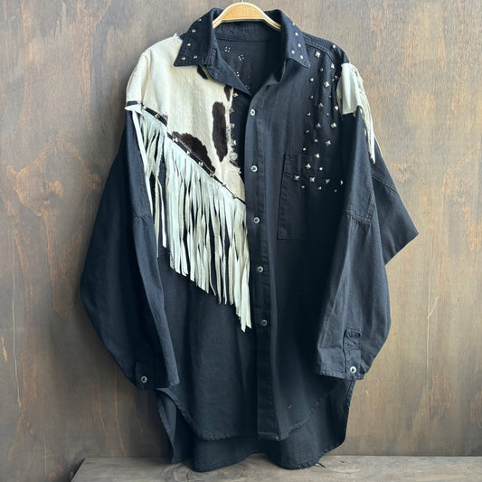 Black Denim and Bedazzled Shirt Dress