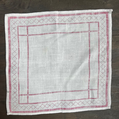 Red and White Linen 3 Napkin Set