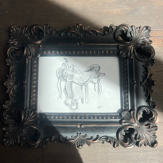 Saddle Framed Pencil Sketch