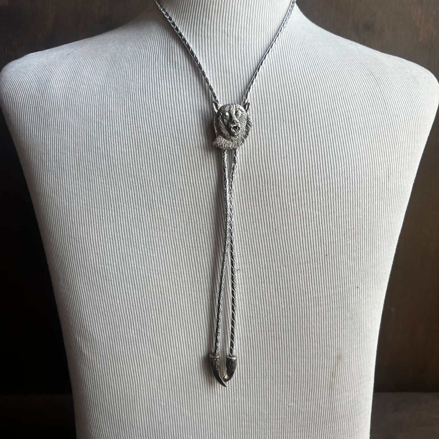 Silver Bear Bolo Tie