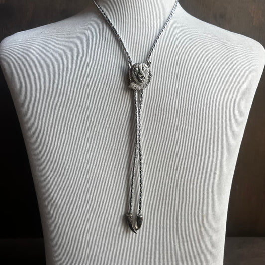 Silver Bear Bolo Tie