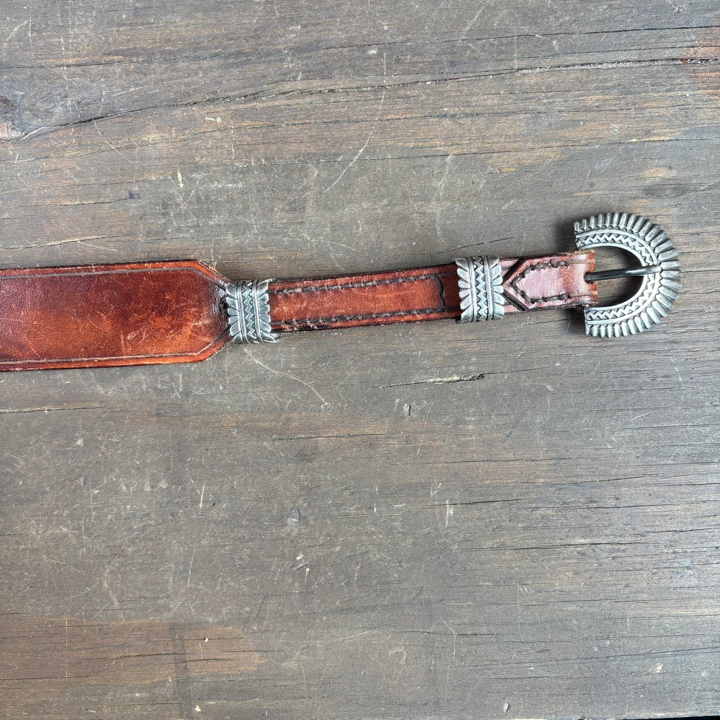 Brown Lether Belt with Decorative Buckle