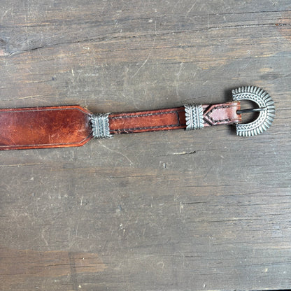 Brown Lether Belt with Decorative Buckle