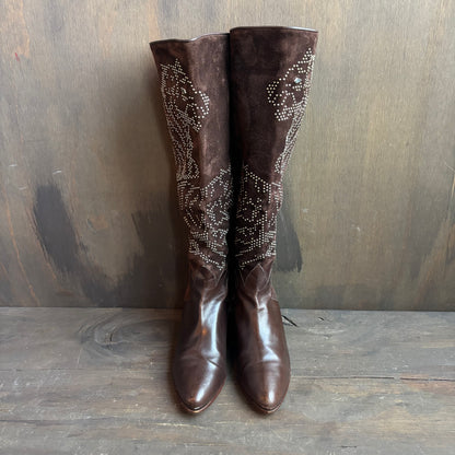 La Marca Brown Suede Studded Boots
