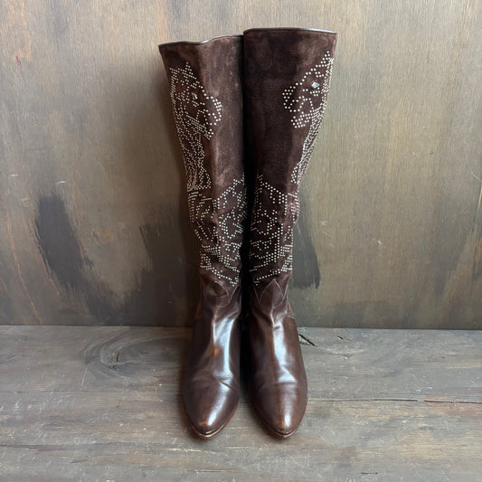 La Marca Brown Suede Studded Boots