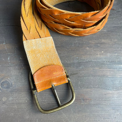 Vintage double braid leather belt