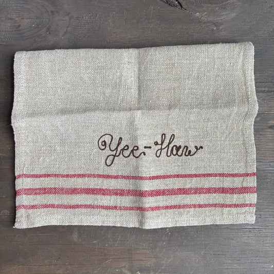 Custom Chainstitch "Yee-Haw" Tea Towel