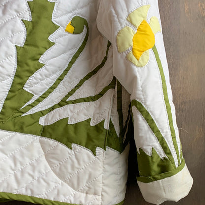 Vintage Quilt Coat with Yellow Daffodils