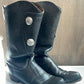 Vintage Tony Lama Black Leather Boots with Silver Decorative Buttons