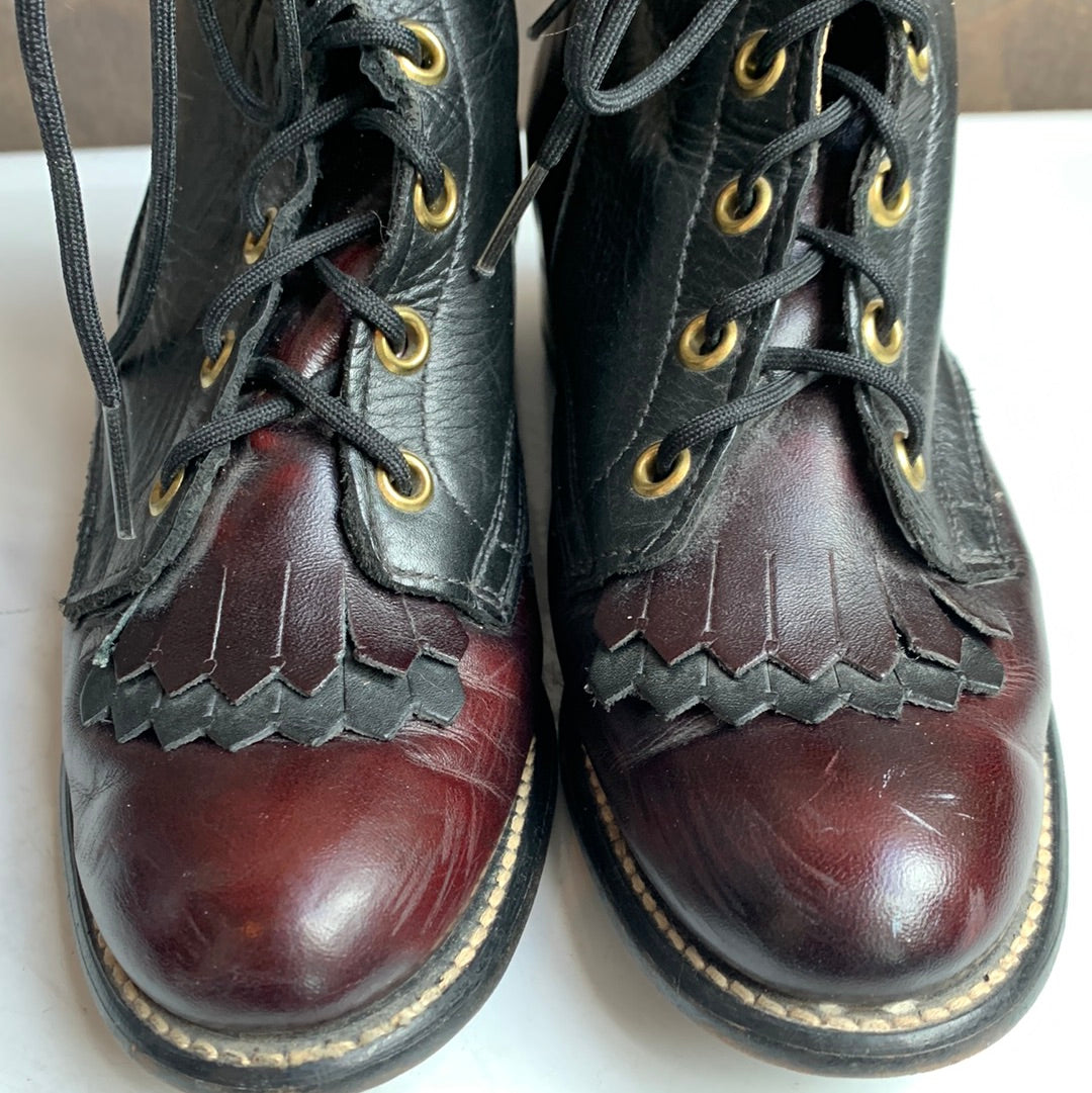 Laredo black & burgundy leather lace-up boots