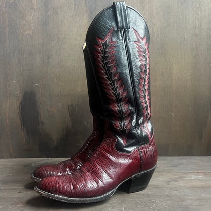 Panhandle Slim Burgundy and Black Two-Tone Boots