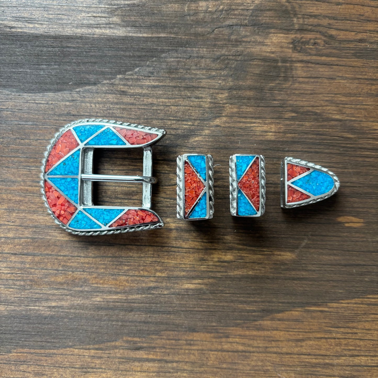 Turquoise Chip Belt Buckle Set