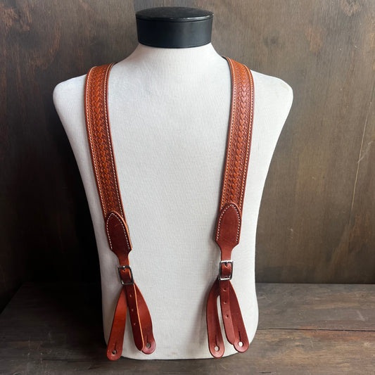 Tooled Leather Suspenders