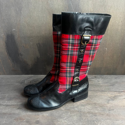 Vintage Stefani Collection Black and Plaid Boots