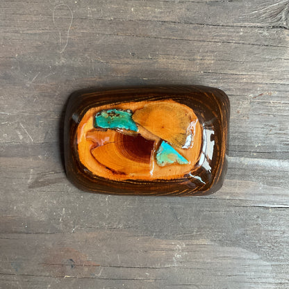 Wood and Turquoise Belt Buckle
