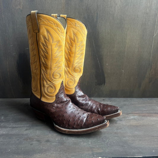 Custom Made Two-Tone Ostrich Skin Boots