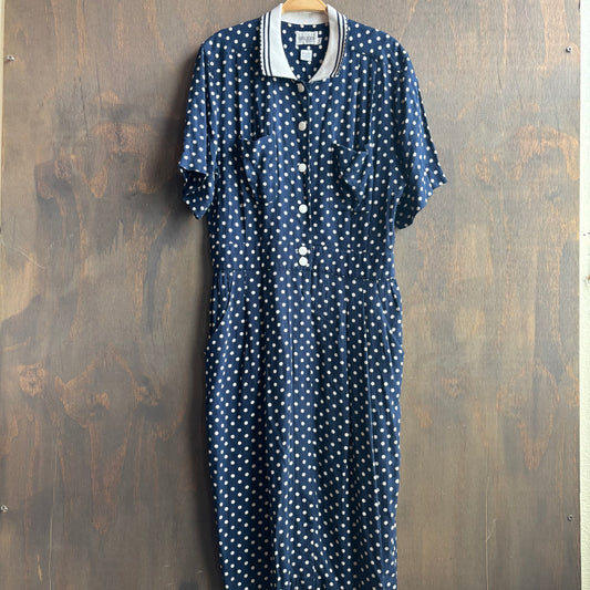 Navy Polka Dot Dress