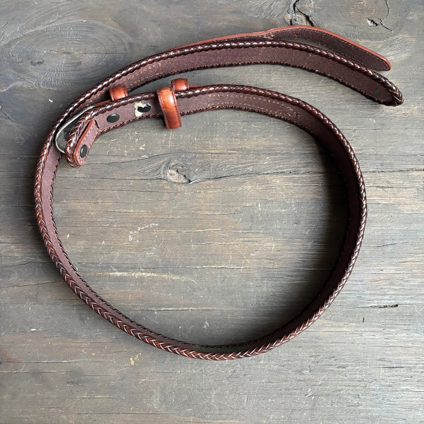 Resistol Brown Leather Belt with Braided Edge