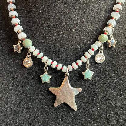 Ostrich moon charm necklace