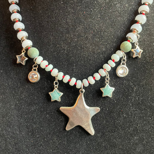 Ostrich moon charm necklace