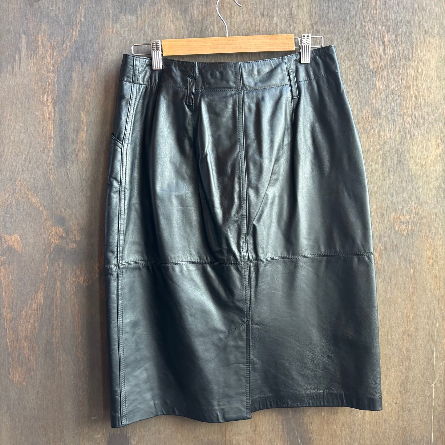 Vintage Together Black Leather Skirt