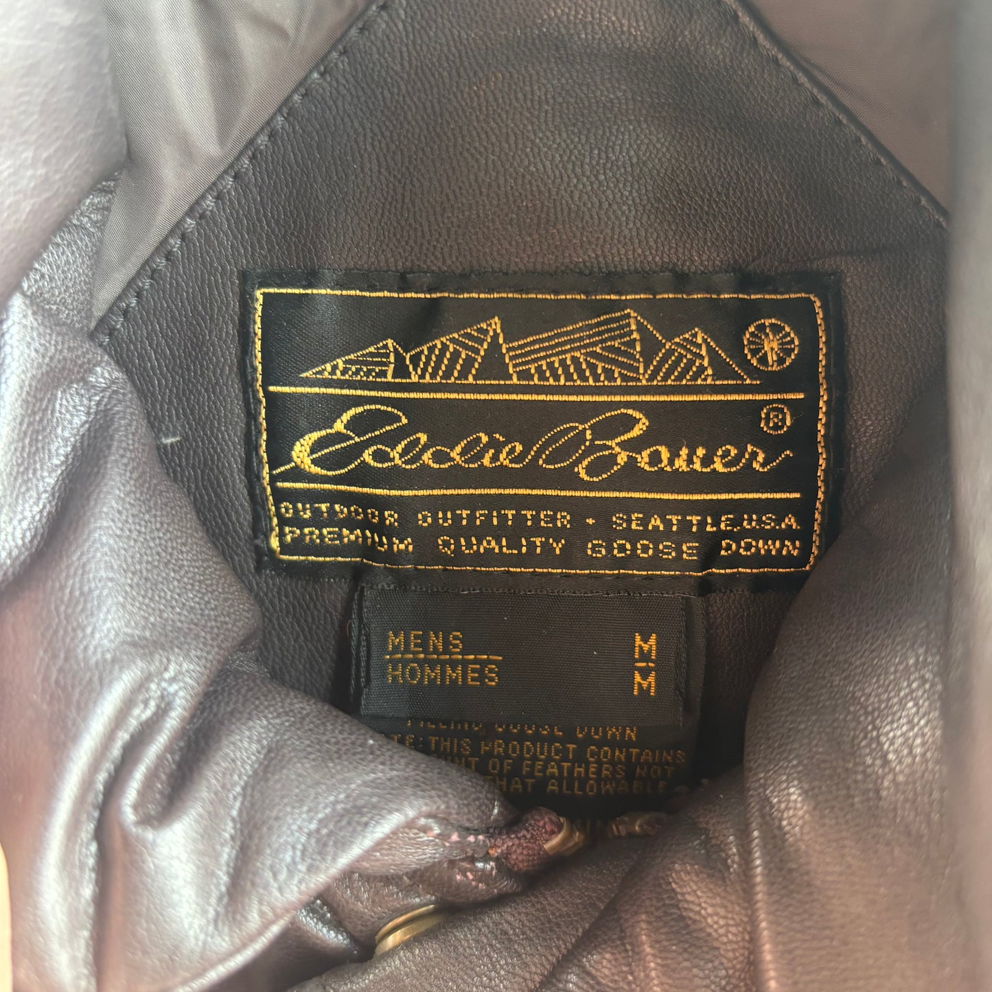 Eddie Bauer Brown Leather Puffer Vest