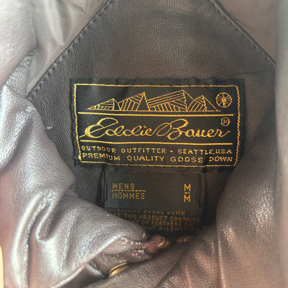 Eddie Bauer Brown Leather Puffer Vest