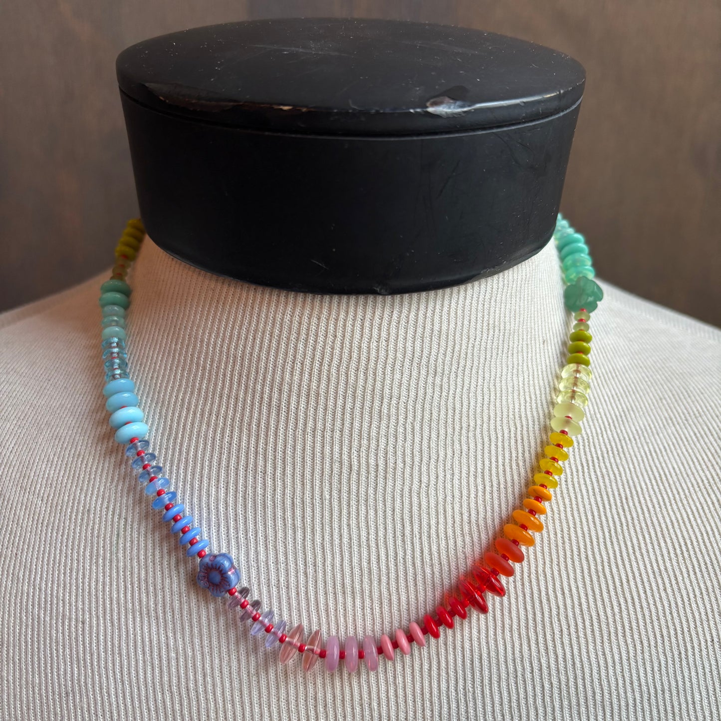 Ostrich Moon Rainbow Bead Necklace
