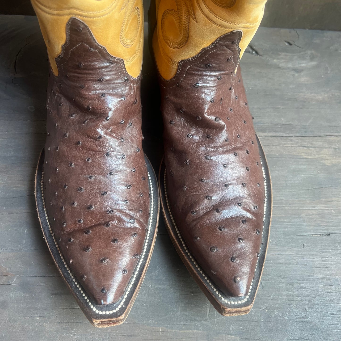 Custom Made Two-Tone Ostrich Skin Boots