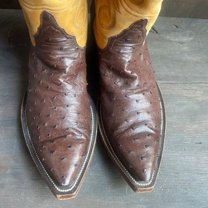 Custom Made Two-Tone Ostrich Skin Boots