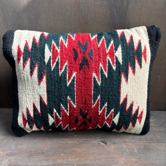 Vintage Woven Red, Green and Cream Pillow