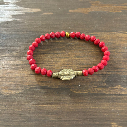 Red Glass Beaded Bracelet