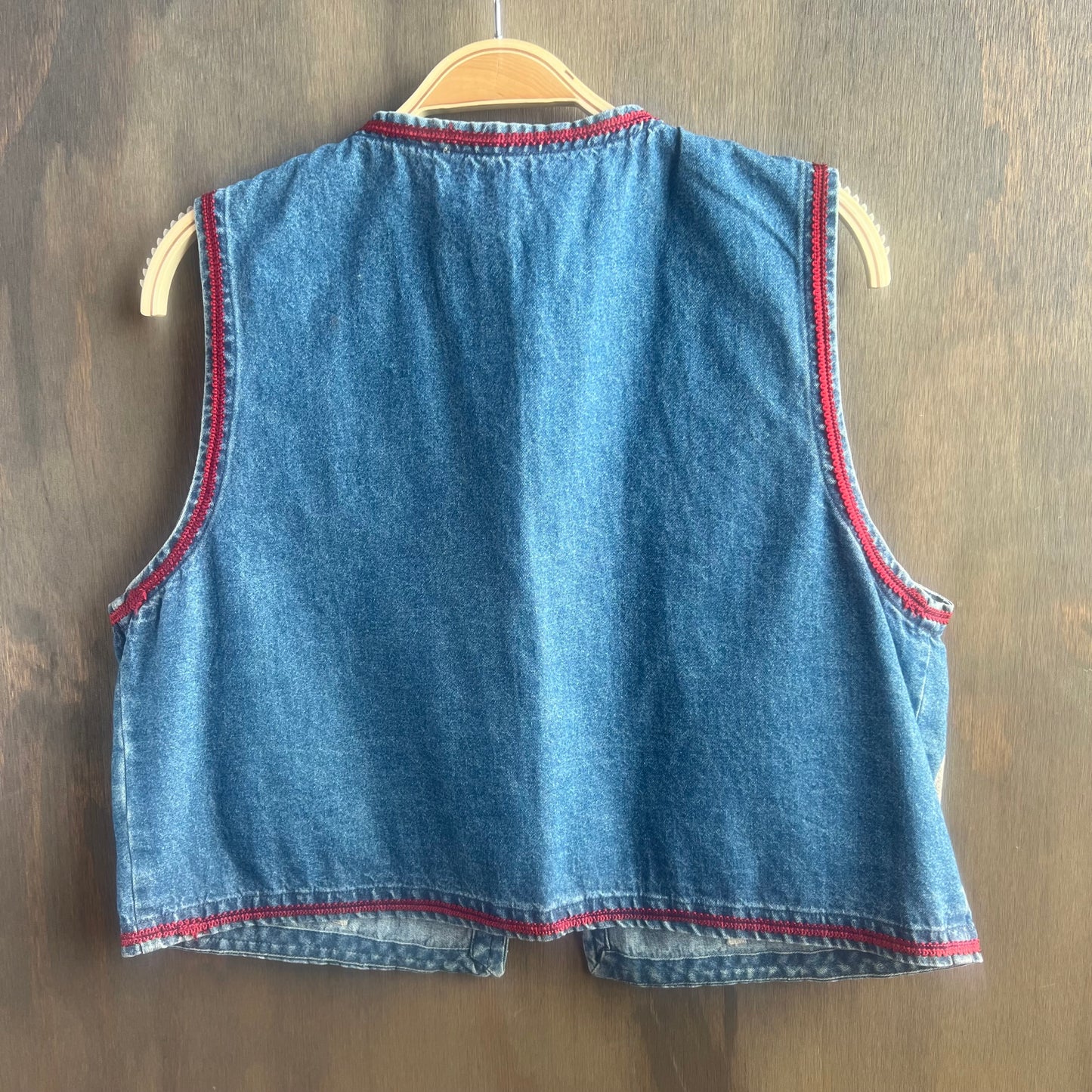 Double D Ranch Wear Denim Vest with Stitched Designs