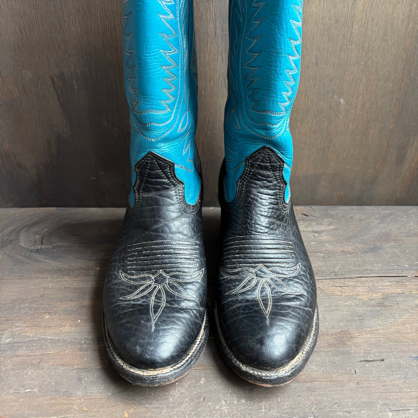 Nocona Tall Teal Two-Tone Boots