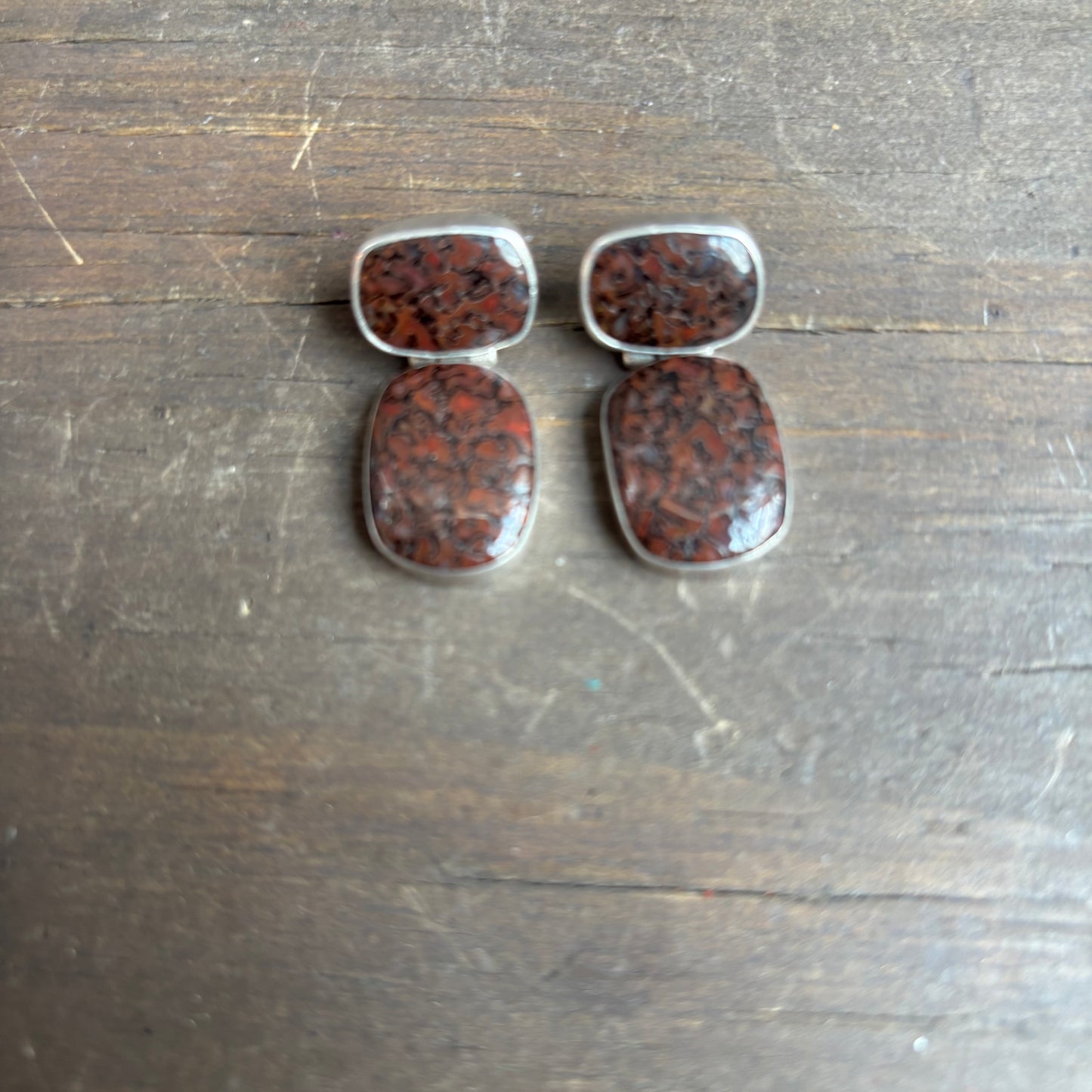 Dinosaur Bone Silver Earrings