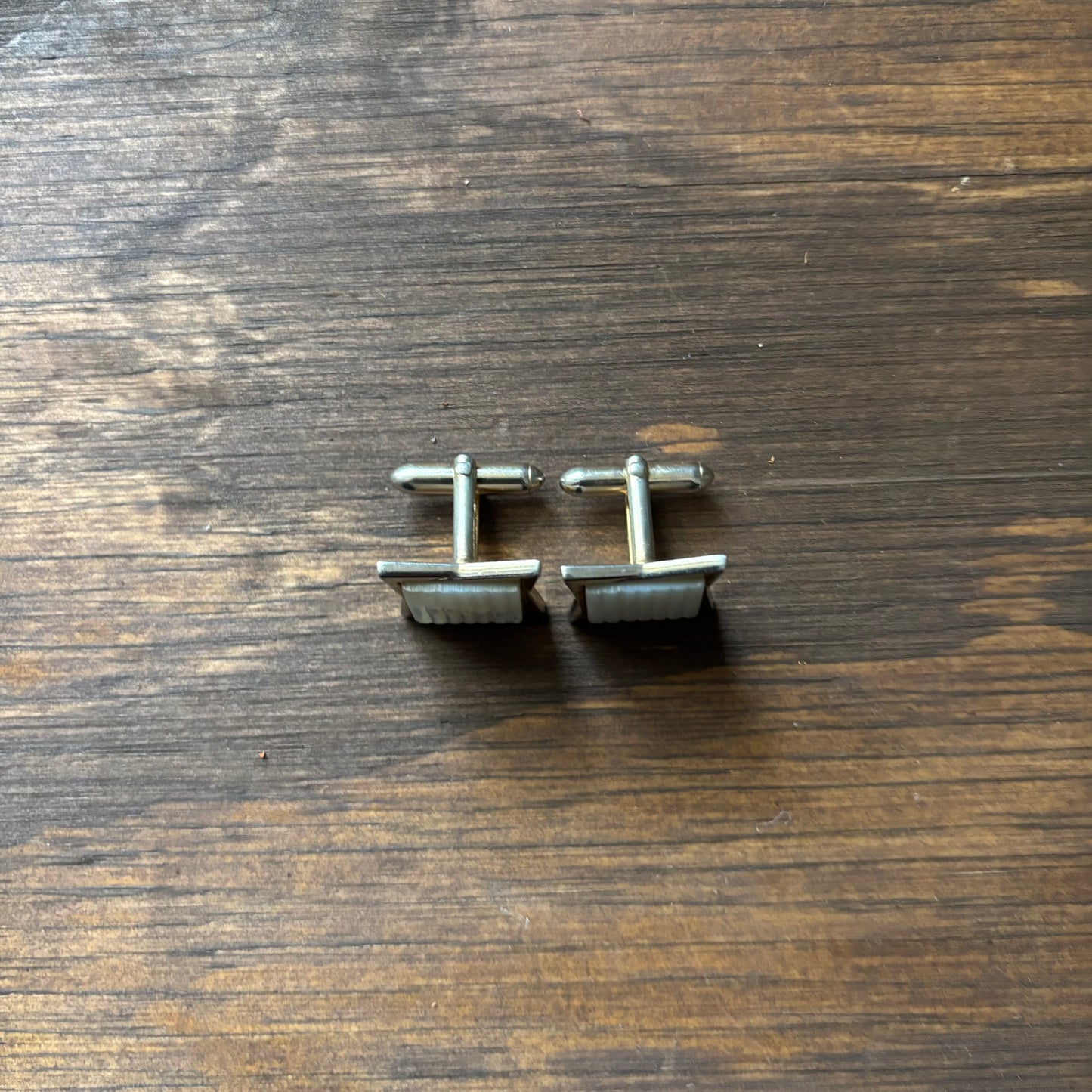 Vintage White Square Cufflinks