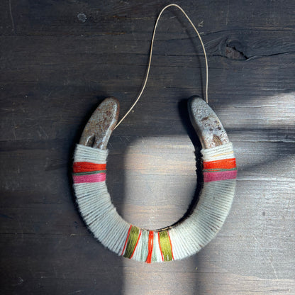 White Thread Wrapped Hanging Horseshoe