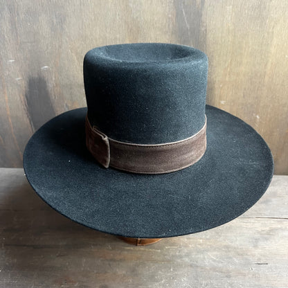 Black Stetson with Brown Ribbon Hat Band