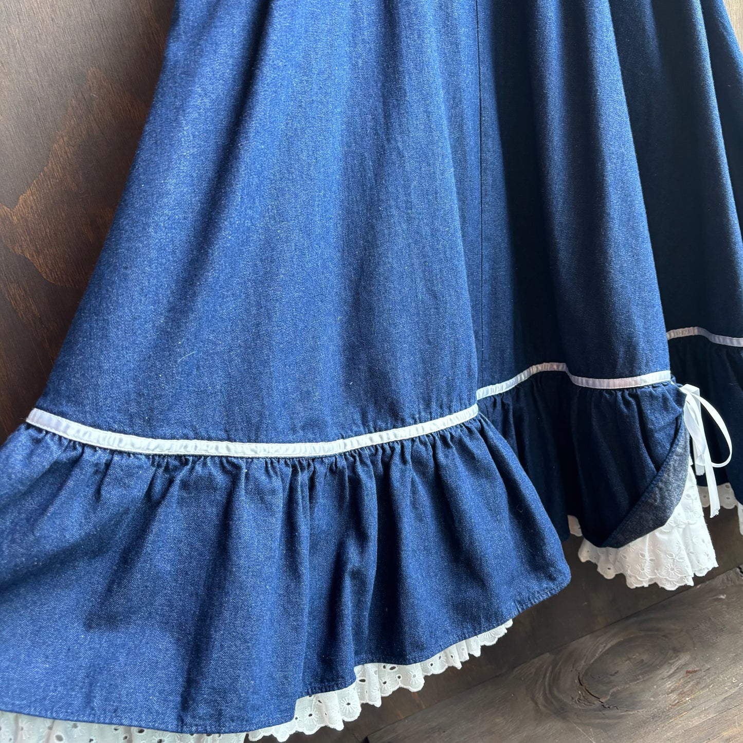 Vintage Denim Ruffle Skirt